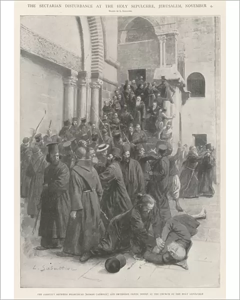The Sectarian Disturbance at the Holy Sepulchre, Jerusalem, 4 November (engraving)