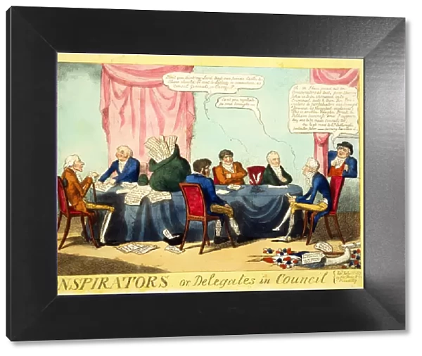 Conspirators or Delegates in Council, 1817 (hand-coloured engraving)