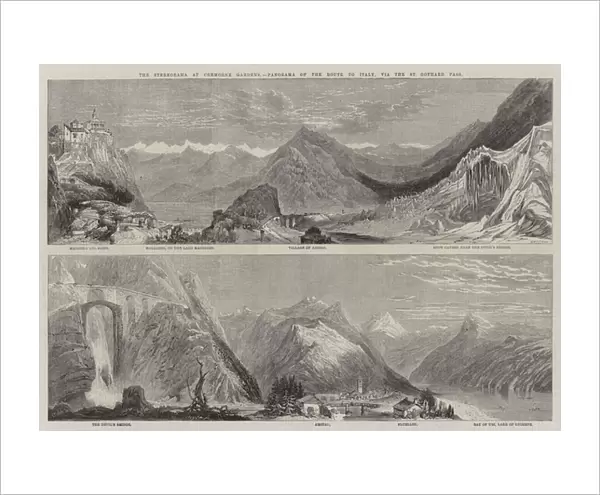 The Stereorama at Cremorne Gardens, Panorama of the Route to Italy, via the St Gothard Pass (engraving)