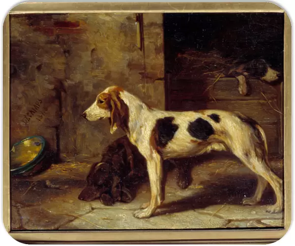 Dogs Brifauts Painting by Alexandre Gabriel Decamps (1803-1860) 1843 Sun. 0, 25x0, 32 m