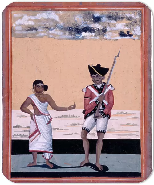 Sepoy of Madras Native Infantry and his wife, 1810 circa (w  /  c)