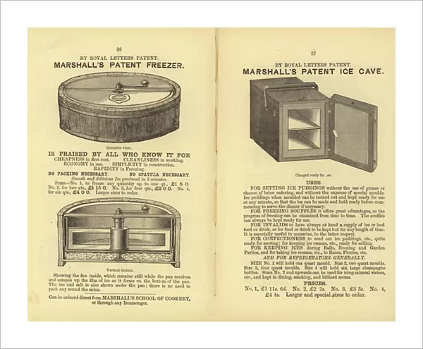 Marshalls patented freezers for creating iced foods (litho)