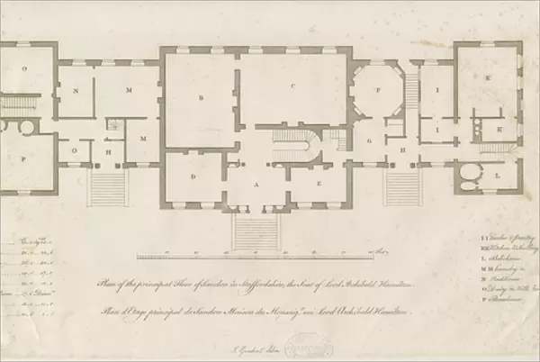 Sandon Hall - Plan of Principal Floor: engraving, nd [1769-1771] (print)