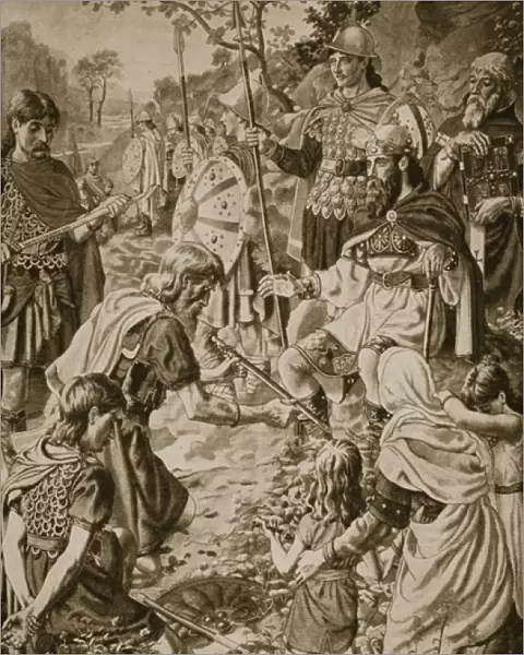 The Submission of Guthrum to King Alfred (litho)