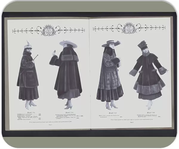Two-page spread from The Theater of Fur Fashion (b  /  w photo)