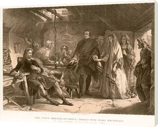 The first meeting of Prince Charles with Flora Macdonald (engraving)