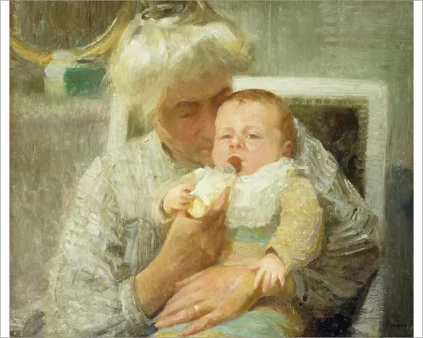 The Babys Bottle, (oil on canvas)