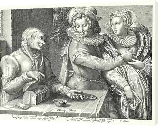 A Young Man Choosing Love of Beauty Rather Than Riches (engraving)