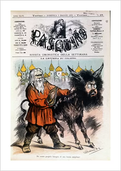 Caricature sur Tolstoi par Luigi Sapelli Caramba (1865-1936