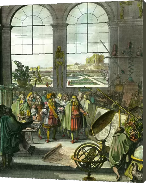 King Louis XIV (1638-1715) visits the site, in the background the Paris Observatory still