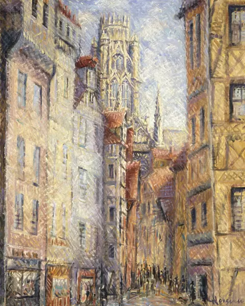 Rouen, a Street by the Church; Rouen, rue avec L Eglise, c. 1920 (oil on canvas)