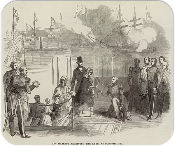 Her Majesty receiving the Keys, at Portsmouth (engraving)