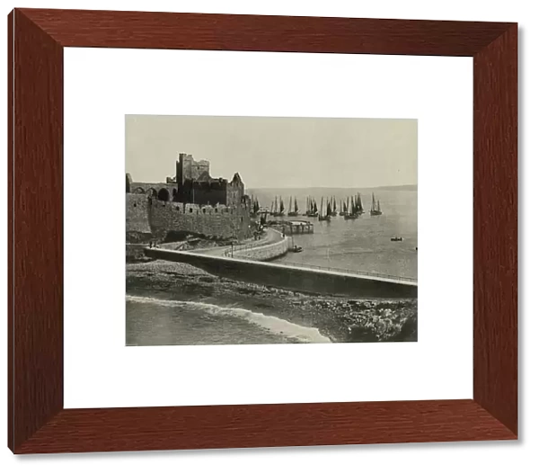 Peel, the Old Castle and Harbour (b  /  w photo)