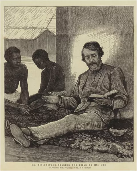 Dr Livingstone reading the Bible to his Men (engraving)