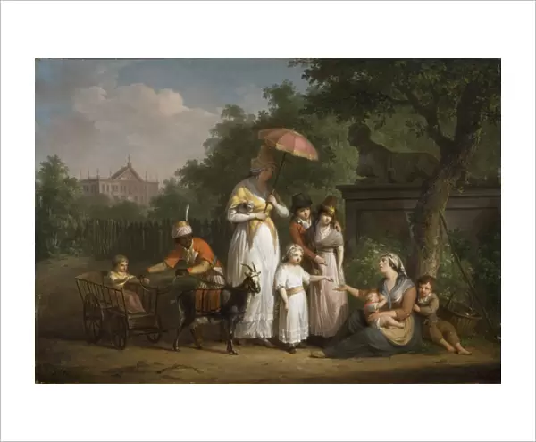 A Noble Family Distributing Alms in a Park, 1793 (oil on panel)