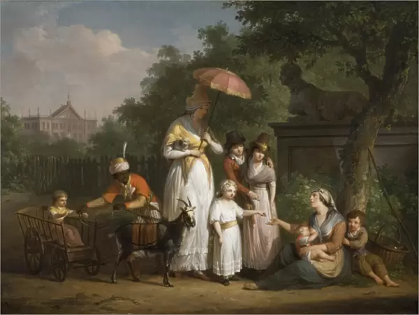 A Noble Family Distributing Alms in a Park, 1793 (oil on panel)