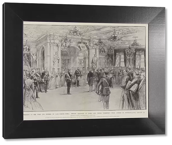 Silver Wedding of the Duke and Duchess of Saxe-Coburg-Gotha, British Residents of Gotha and Coburg presenting their Address of Congratulation, 23 January (litho)
