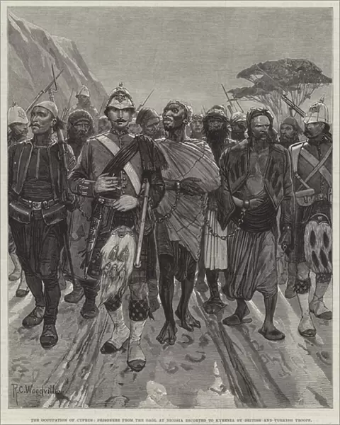 The Occupation of Cyprus, Prisoners from the Gaol at Nicosia escorted to Kyrenia by British and Turkish Troops (engraving)