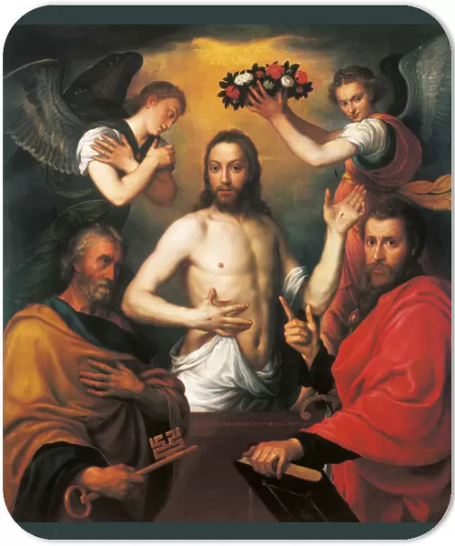 The Risen Christ with Saints Peter and Paul (oil on canvas)
