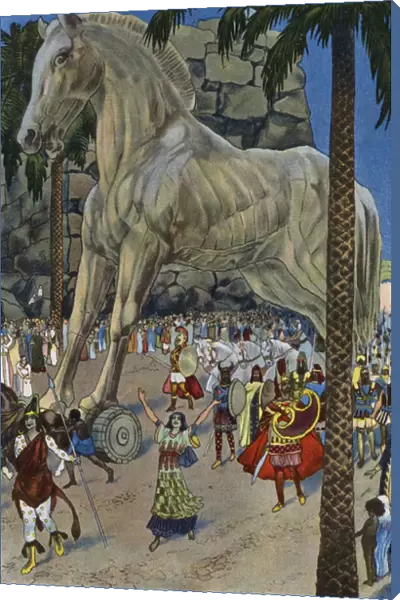The Trojan Horse (colour litho)