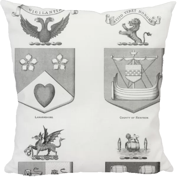 Public arms: Lanarkshire; County of Renfrew; Wrexham; Congleton (engraving)