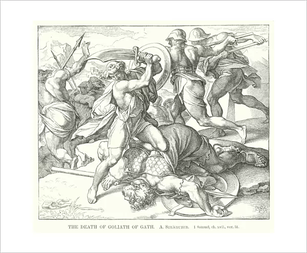 The Death of Goliath of Gath, 1 Samuel, ch xvii, ver 51 (engraving)