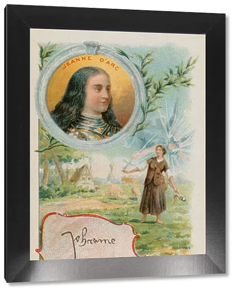 Joan of Arc with a depiction of her vision (chromolitho)