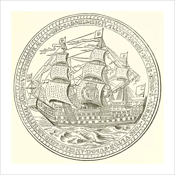 Ship of War (as Represented on a Medal in Charles IIs Reign) (engraving)
