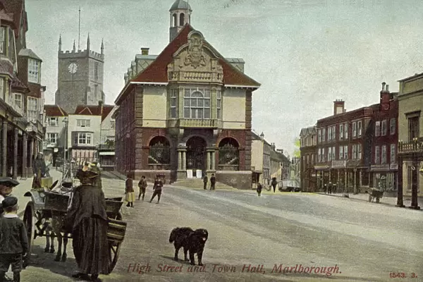 High Street, Town Hall, Marlborough, Wiltshire (colour photo)