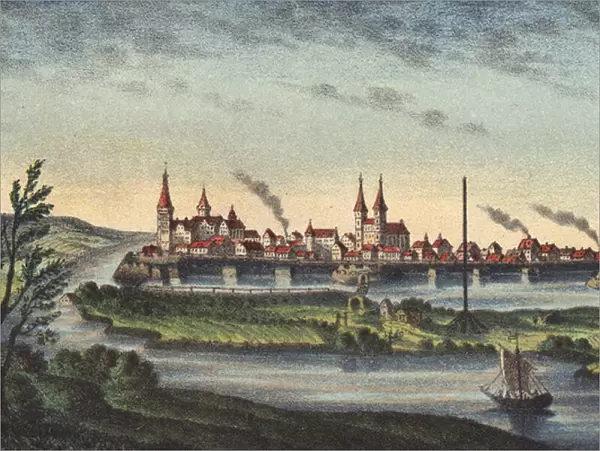 Wittenberg, capital of Chur-Sachsen, on the river Elbe, 1546 (chromolitho)