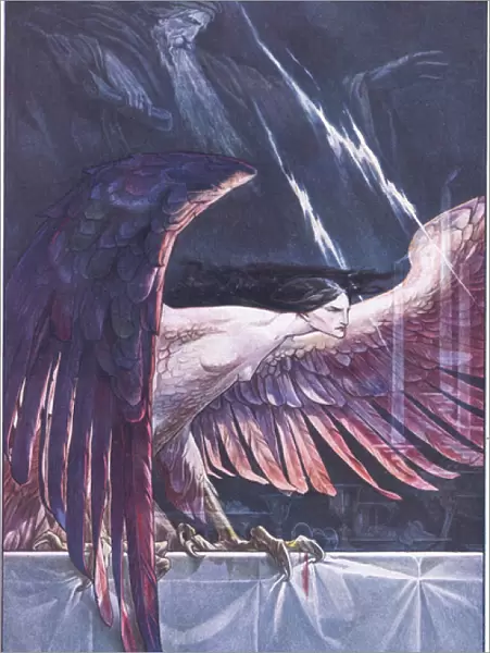 Ariel as a harpy, illustration from The Tempest, 1908 (colour litho)