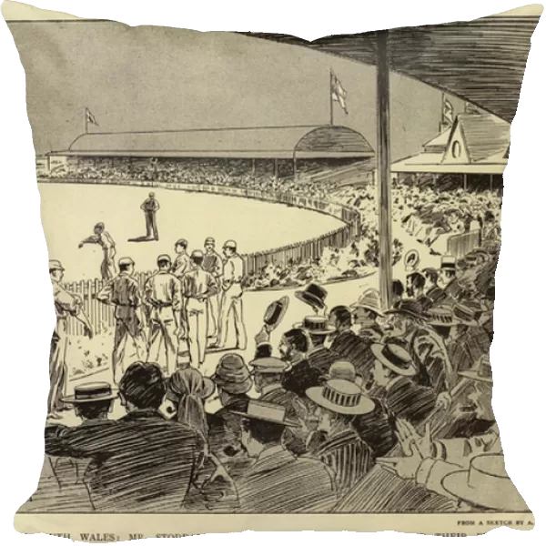England v New South Wales; Mr Stoddarts Eleven entering the Field for their First Match at Sydney (engraving)