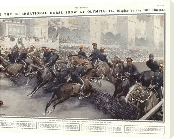 Display by the 18th Hussars at the International Horse Show at Olympia, London, 1914 (colour litho)