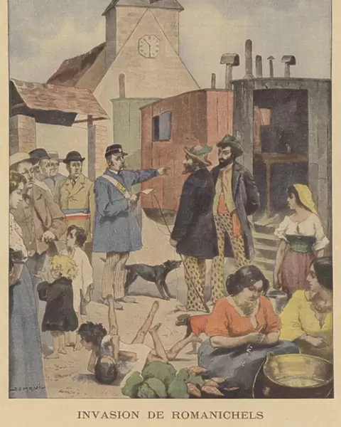 An invasion of gypsies (colour litho)
