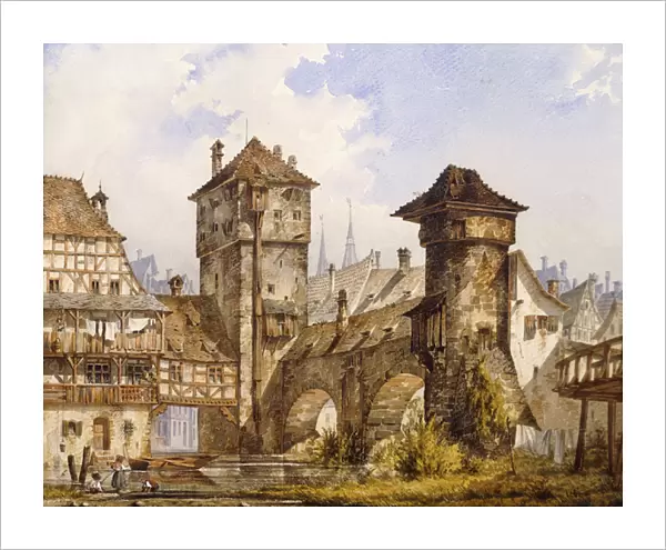 A View of Nurnberg, 1856 (watercolour heightened with white on paper)