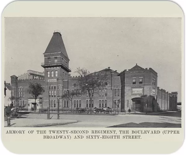 Armory of the Twenty-Second Regiment, the Boulevard (Upper Broadway) and Sixty-Eighth Street (b  /  w photo)