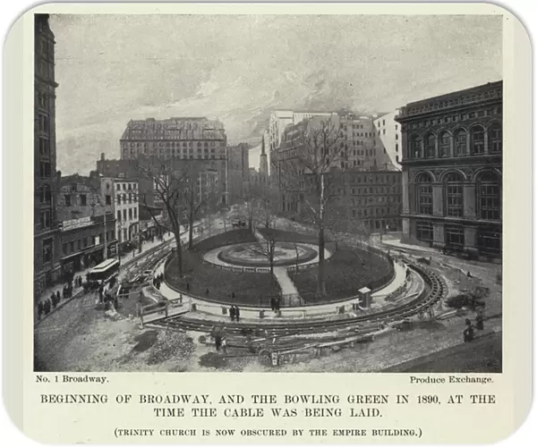 Beginning of Broadway, and the Bowling Green in 1890, at the Time the Cable was being laid (b  /  w photo)