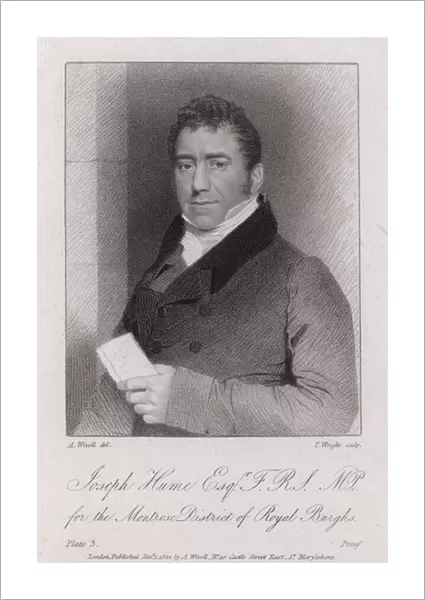 Joseph Hume, Scottish doctor, politician and radical MP (engraving)