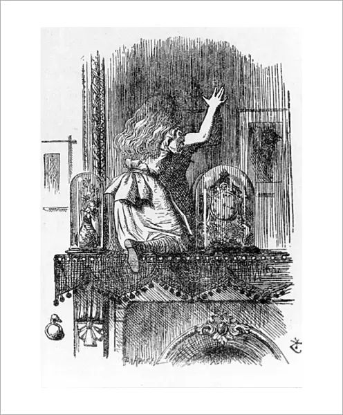 Alice traversing the mirror - in 'Alices adventures in Wonderland