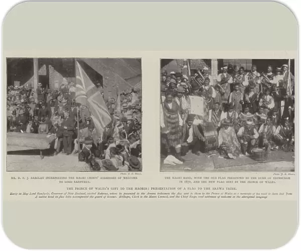 The Prince of Waless Gift to the Maoris, Presentation of a Flag to the Arawa Tribe (b  /  w photo)