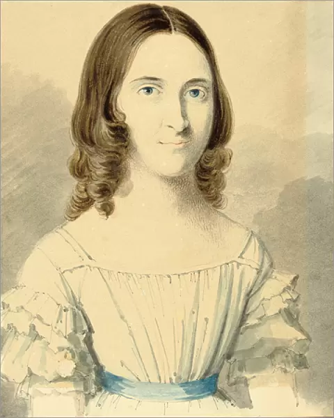 A Portrait of Christina Georgina Rossetti (1830-1894), 1839-40 (pencil and w  /  c on card)