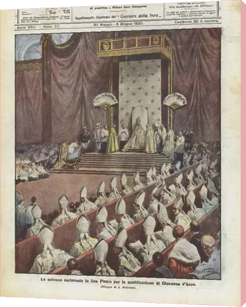 The solemn ceremony in St. Peters for the sanctification of Joan of Arc (colour litho)
