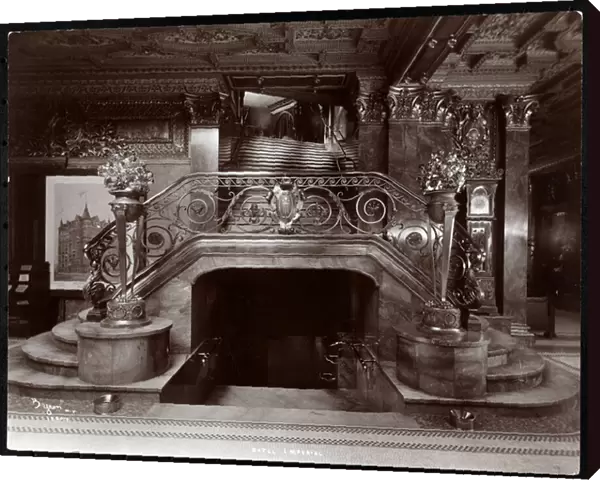 Main stairway in the lobby of the Hotel Imperial, 1904 (silver gelatin print)