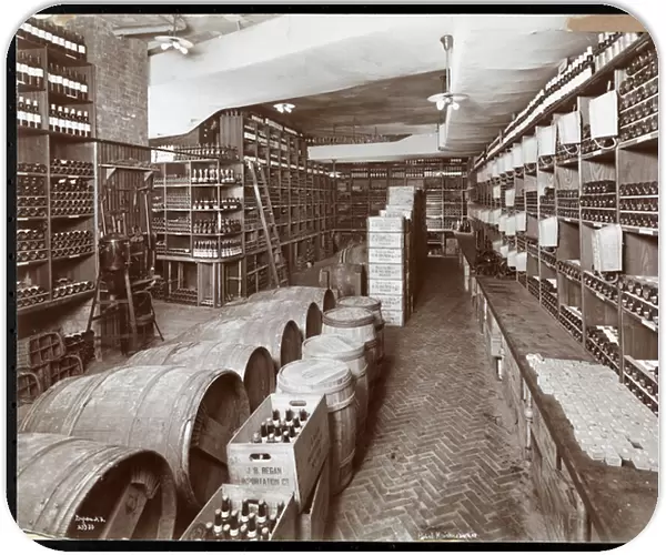 Wine cellar at the Hotel Knickerbocker, 1906 (silver gelatin print)