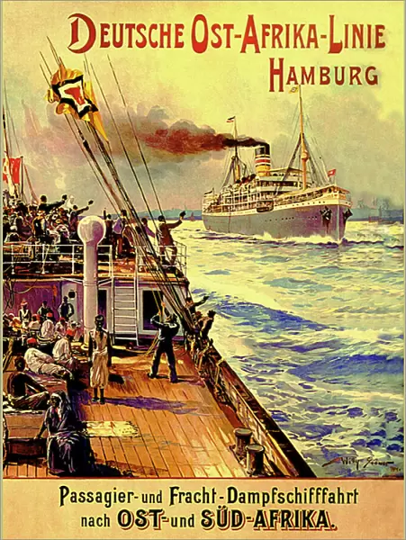 Poster advertising the German East Africa Line, Hamburg, 1904 (colour litho)