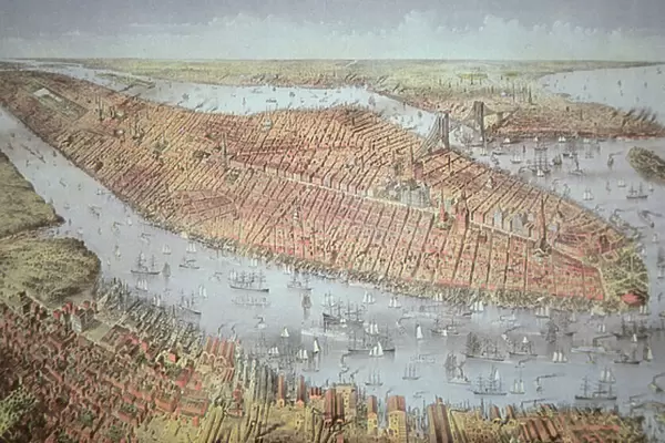 Manhattan Island, 1884 (w  /  c on paper)