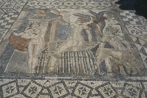Diana and Actaeon, from the floor of The House of Venus procession (mosaic)