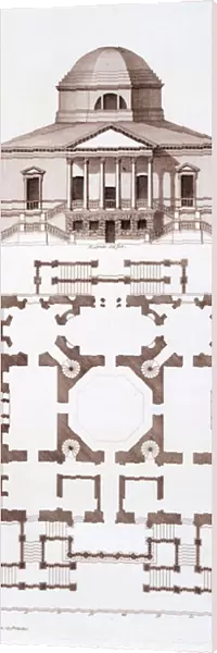 Plan and Elevation of Chiswick House, print made by Herisset, c. 1720s (engraving)