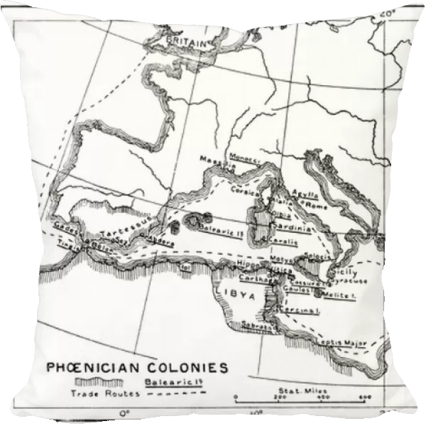 Map of the Phoenincian colonies and its Mediterranean trade routes, 1500 -539 BC