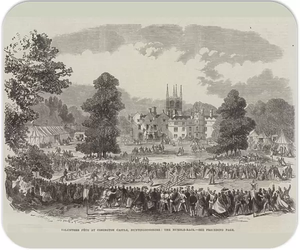 Volunteer Fete at Conington Castle, Huntingdonshire, the Hurdle-Race (engraving)